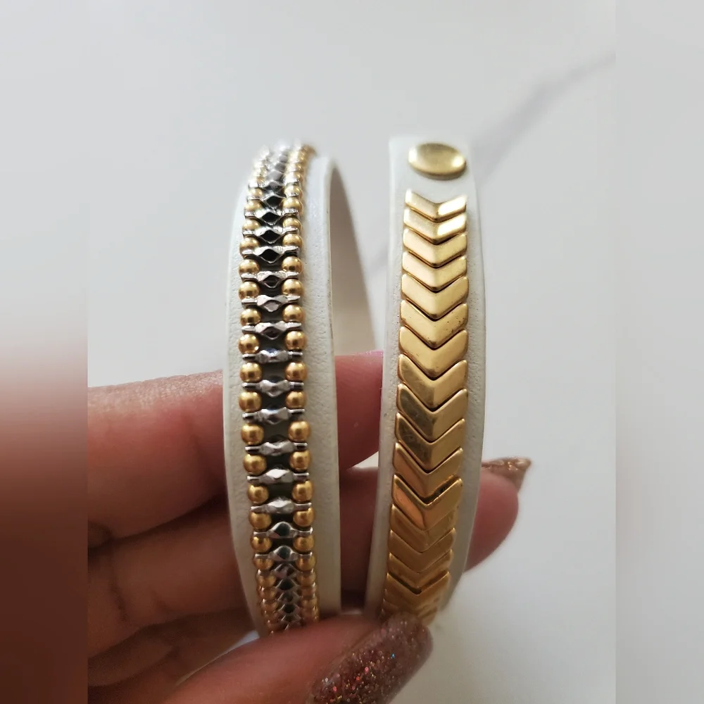 Stella & Dot Gilded Path Leather Wrap Bracelet